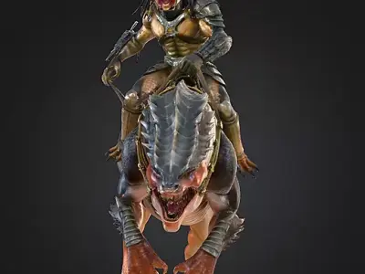 Predator Riding Beast Figure STL 3D print model