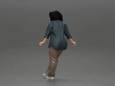 lowrider chola girl is leaning on the car in open shirt pigtails 3D print model