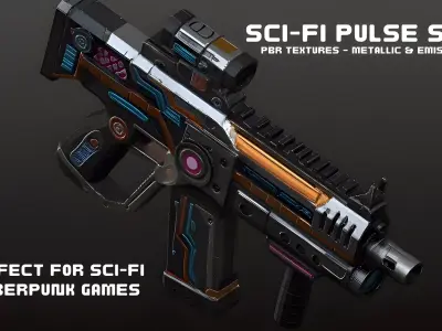 Sci-Fi Pulse SMG - Futuristic Submachine Gun Game Ready 3D Model Low-poly 3D model