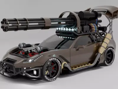 Battle Car Animation Free 3D model