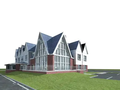 Villa building with parking lot 3D model