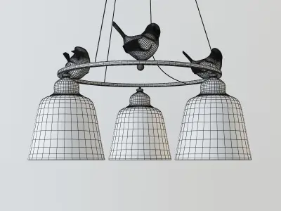 Hanging lamp provence bird chandelier 3 3D model