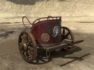 Lowpoly Chariot fire cart - fire cart Low-poly 3D model