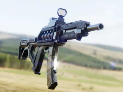 Realistic 3d assault rifle BLACK Low-poly 3D model