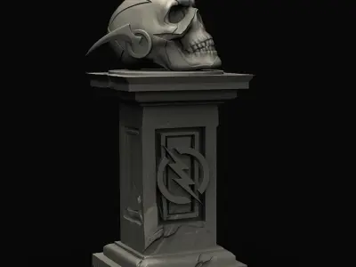 Flash Skull on pedestal Free 3D print model
