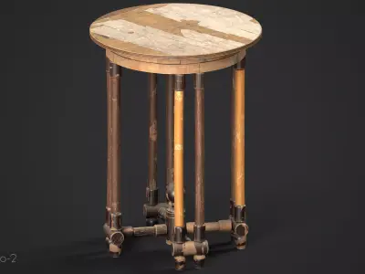 Antique round table Low-poly 3D model