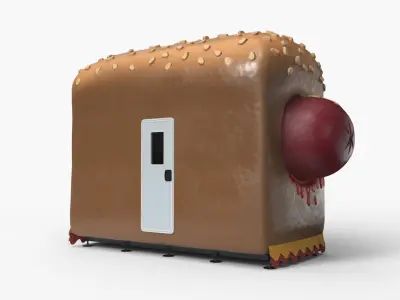 Whimsical Hot Dog Sales Cabin 3D model