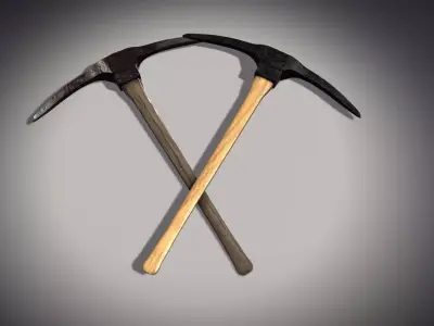 Pickaxe two axes Low-poly 3D model