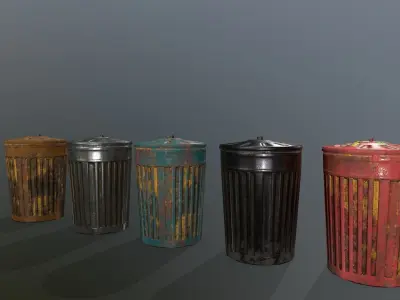 Trash Can Low-poly 3D model buy