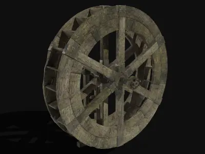 WATERMILL WHEEL FARM MILL CONSTRUCTION NEXT GEN COLLECTION Low-poly 3D model