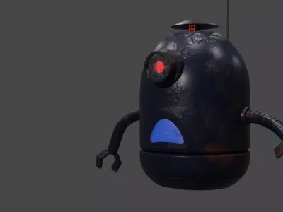 Old dark robot helper Free 3D model