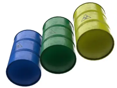 Barrel 3 Lowpoly hazard barrels Low-poly 3D model