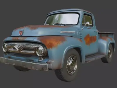 Vintage Rusty Pickup Truck 3D Model 3D model 13