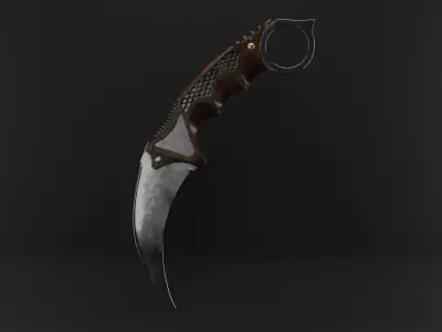 Karambit Knife Wooden Handle Low-Poly Low-poly 3D model