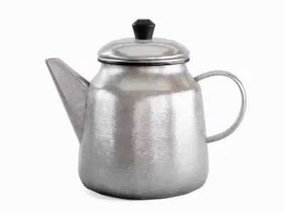 Old Enamel Teapot Set Low-poly 3D model