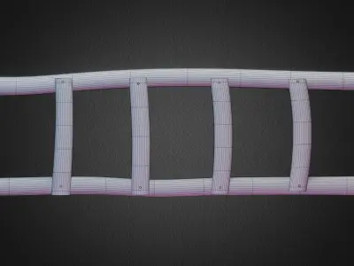 Stairs wooden ladder Low-poly 3D model