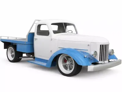 1935 Low Poly Pickup Truck 3D Model Optimized Vintage  Low-poly 3D model