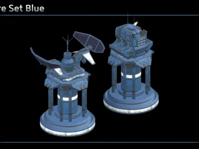 Shield and Concussion Turret Low-poly 3D model