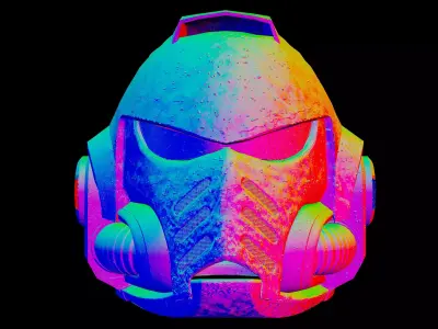 Space Marine Helmet Battle Damaged Low-poly 3D model