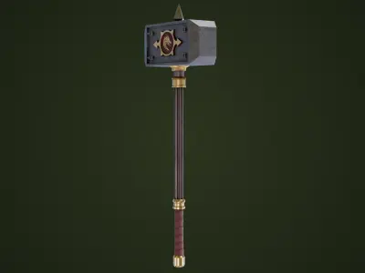 Battle Hammer 01 All PBR Unity UE V-Ray Textures Included  Low-poly 3D model
