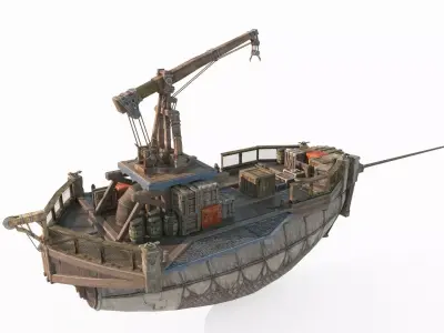 Ancient magical style repair airship 3D model