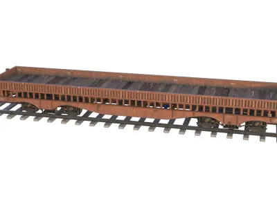 Flatbed RailCar  Low-poly 3D model