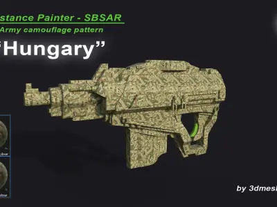 Hungary - Army Camouflage Pattern - SBSAR Material 3D model