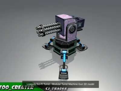 Lowpoly Mobile Turret Pack 3D Model