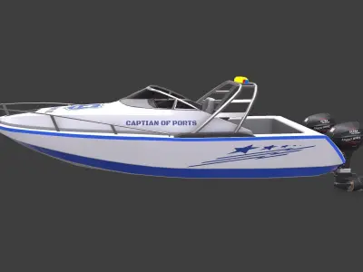 Police Speedboat Low-poly PBR Low-poly 3D model