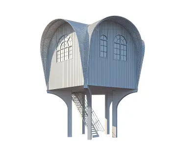 Le Haut Perche Wooden house on props 3D Model Download 3D model