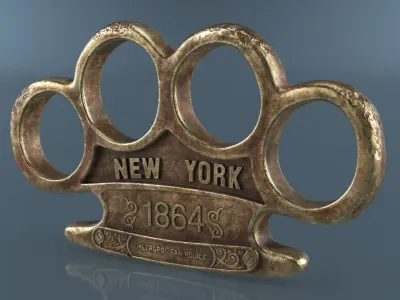 Vintage Brass Knuckles Metropolitan Police 1864 Brass Old 3D model