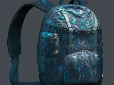 Backpack Camping Generic military human bag storqge baggage Low-poly 3D model 7