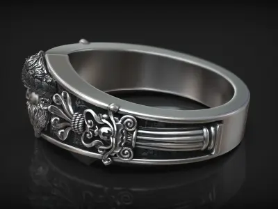 Zeus Laurel Head Antique Greek Pattern Ring 3D print model