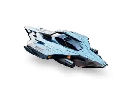 SciFi Fighter Starship Silverstreak Low-poly 3D model