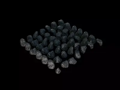 Realistic Asphalt Splashed Road Stone Set 50 Urban Rock Models 3D model