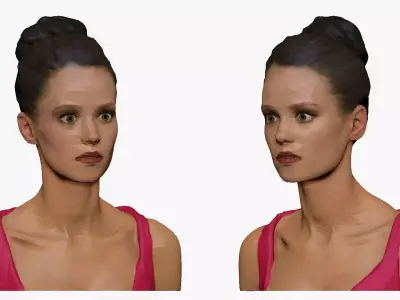 001293 bust of woman in red tank top low poly Low-poly 3D model