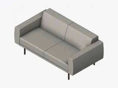 Seat - Sofa - Simplicity - Double Low-poly 3D model