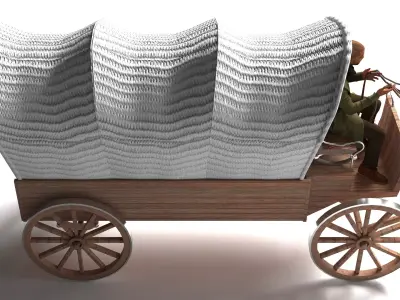Horse-Drawn Wagon 4K 3D model