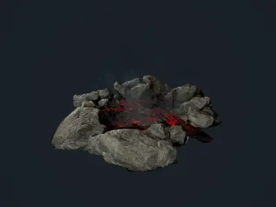 Camp Fire Pit Pack 03 Game Ready Low-poly 3D model
