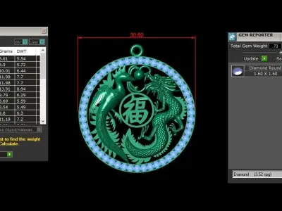 Dragon and Phoenix pendant jewelry  3D model