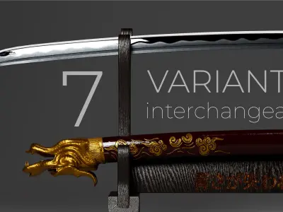 Eiki Katana Game Ready Low-poly 3D model