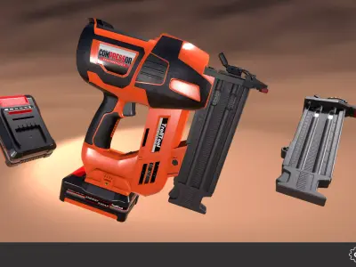 Nail Gun Set Low-poly 3D model