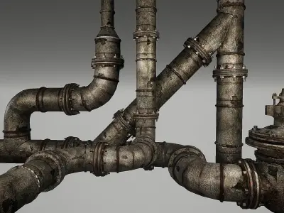 Rusted Pipes Pack  Low-poly 3D model