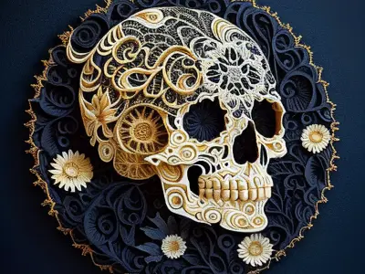 skull embroidered patch sticker Texture