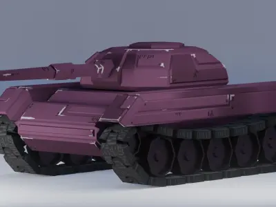 T55 - Stylized Tank 3D Model Free low-poly 3D model