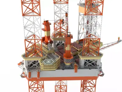 Jack Up Drilling rig Low-poly Low-poly 3D model