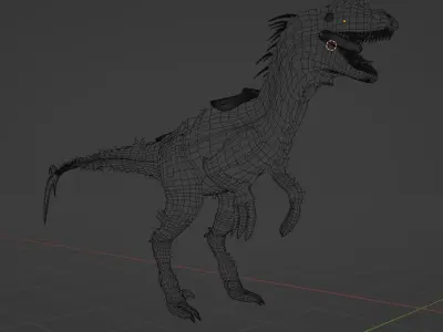 Dinosaur Game ready model orange t - rex Low-poly 3D model