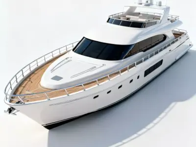 Modern Luxury Superyacht 3D Model - Ocean Mega Yacht Low-poly 3D model
