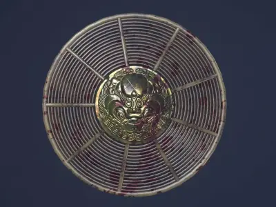 Asian round shield Low-poly 3D model
