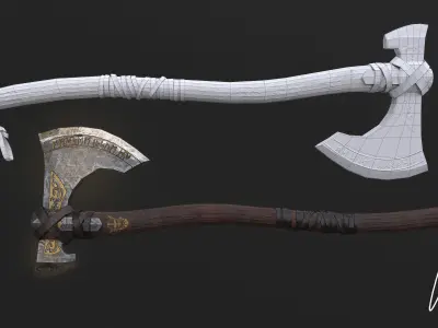 Viking Axe Low-poly 3D model 31